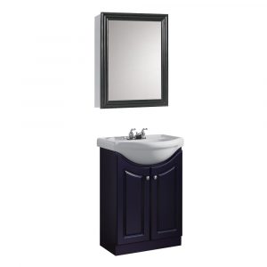 Dreamwerks 24" W x 19" D x 34" H Semi-Contemporary Euro Vanity in Satin Black with Ceramic Vanity Top in White-147