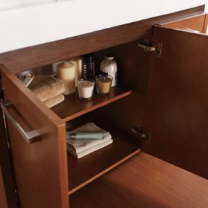 Dreamwerks 35.5 in. Contemporary Brown Wood Vanity with Ceramic Vanity Top in White-149