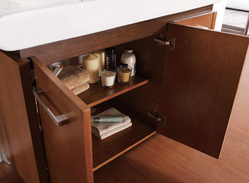Dreamwerks 35.5 in. Contemporary Brown Wood Vanity with Ceramic Vanity Top in White-149