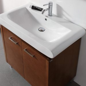 Dreamwerks 35.5 in. Contemporary Brown Wood Vanity with Ceramic Vanity Top in White-150
