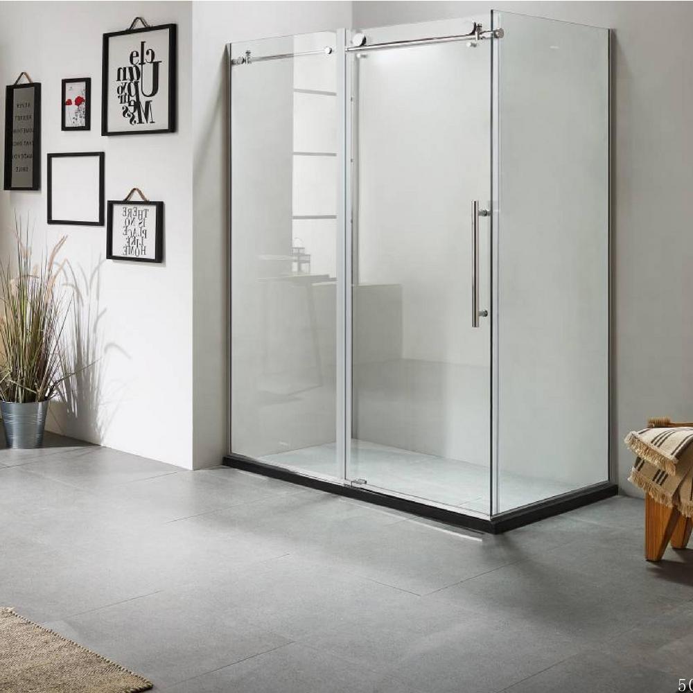 Dreamwerks 36 in. x 60 in. x 79 in. Luxury Frameless Sliding Shower Kit in Stainless Steel-0