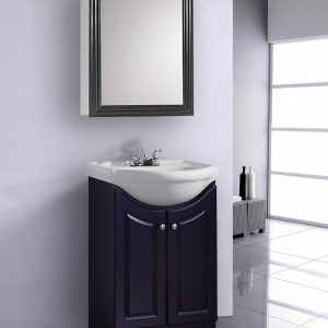 Dreamwerks 24" W x 19" D x 34" H Semi-Contemporary Euro Vanity in Satin Black with Ceramic Vanity Top in White-467