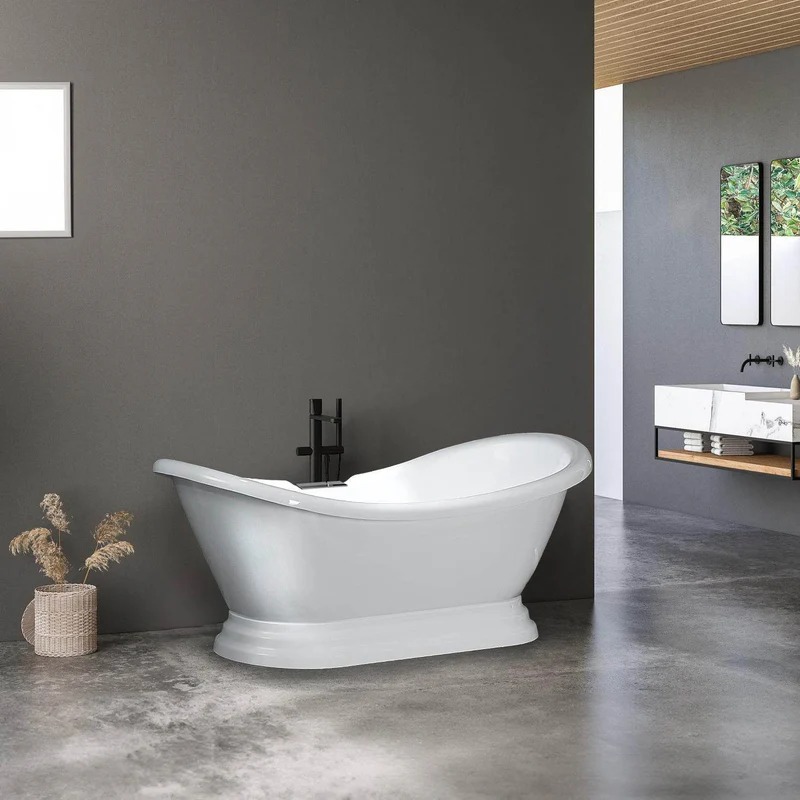 Dreamwerks 5.75 ft. Pedestal Bathtub in White - Image 6