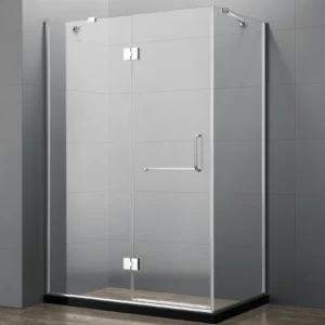 Dreamwerks 47 in. x 35 in. x 79 in. Frameless 3-Piece Corner Frameless Pivot Shower Enclosure in Clear Glass with Chrome Hardware - Image 7