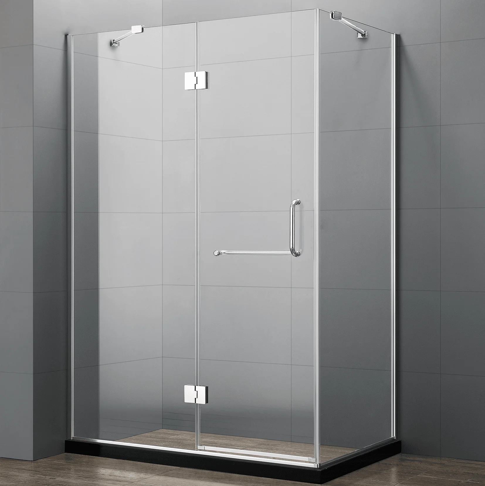 Dreamwerks 47 in. x 35 in. x 79 in. Frameless 3-Piece Corner Frameless Pivot Shower Enclosure in Clear Glass with Chrome Hardware - Image 7