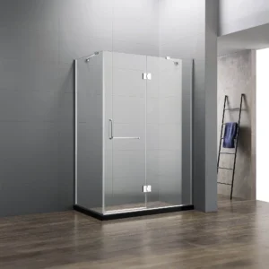 Dreamwerks 47 in. x 35 in. x 79 in. Frameless 3-Piece Corner Frameless Pivot Shower Enclosure in Clear Glass with Chrome Hardware - Image 8
