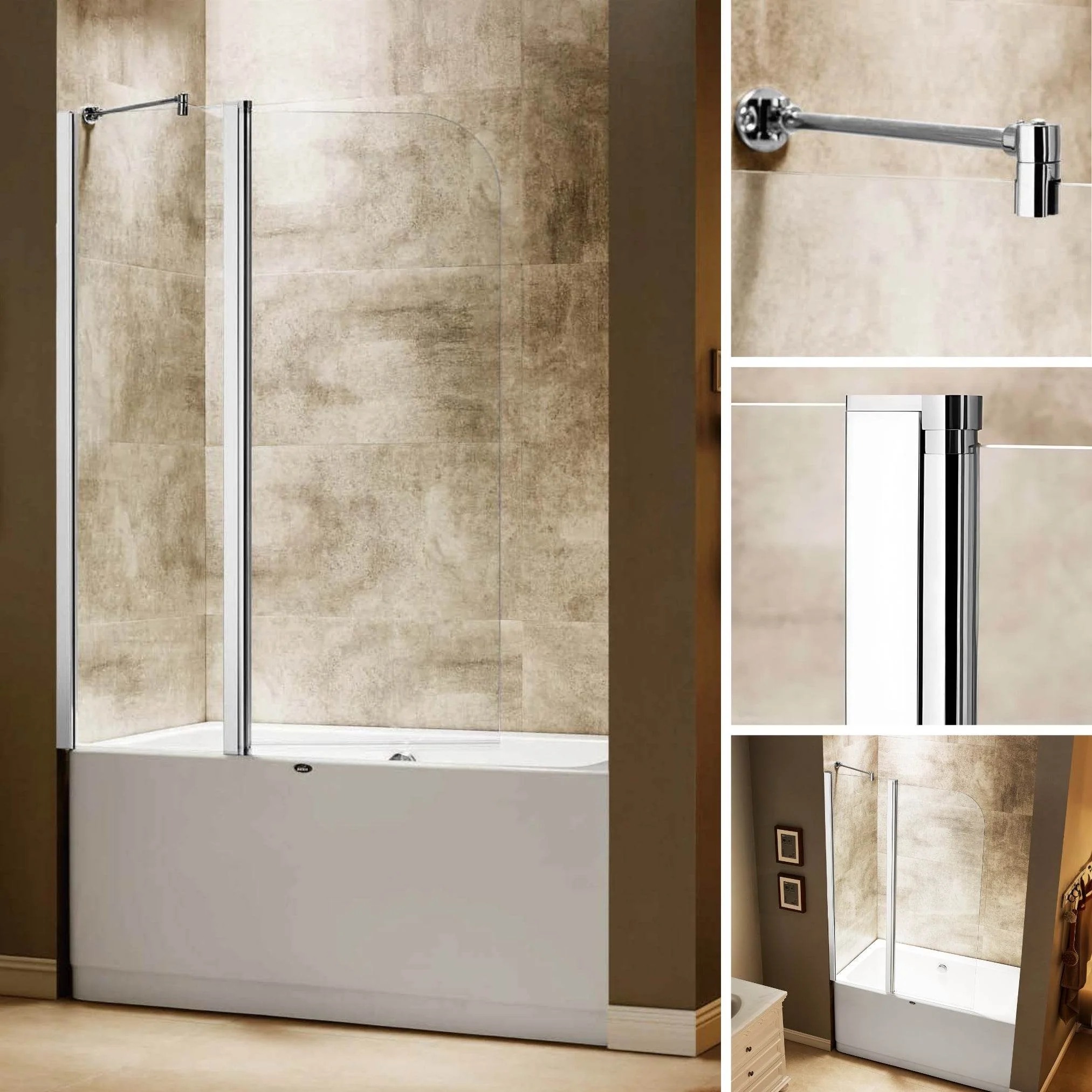 Dreamwerks 43 in. x 59 in. Frameless Pivot Tub Door in Chrome - Image 6