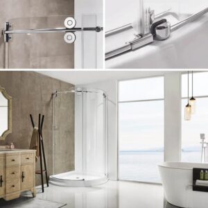 Dreamwerks 40 in. x 79 in. Frameless Sliding Shower Door Enclosure in Chrome with Handle - Image 11
