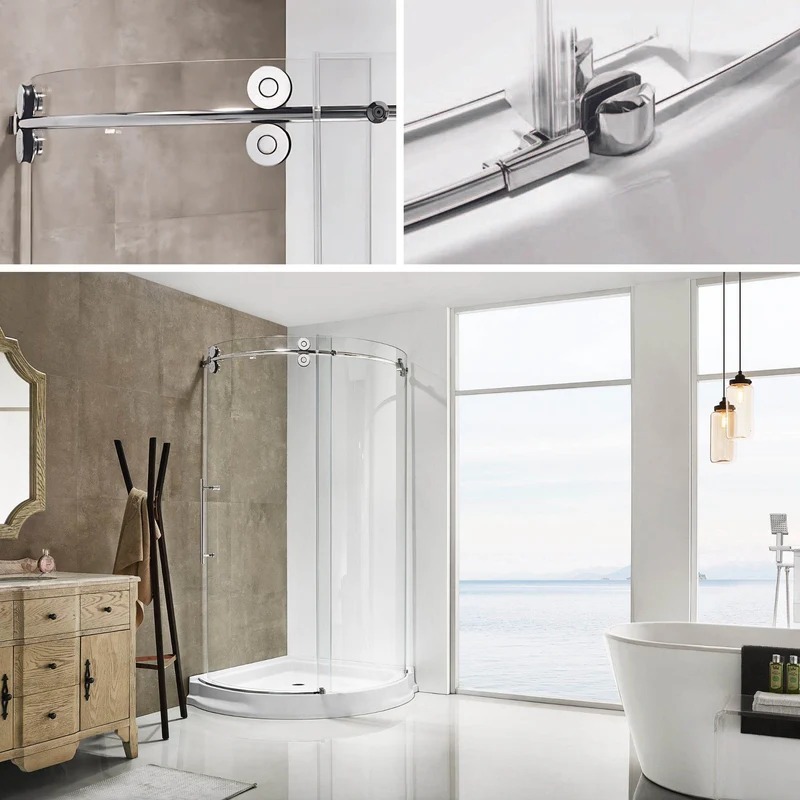 Dreamwerks 40 in. x 79 in. Frameless Sliding Shower Door Enclosure in Chrome with Handle - Image 11