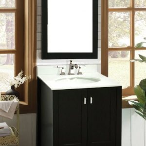 Dreamwerks 24" W x 22" D x 36" H Stylish Elegant Vanity with Marble Vanity Top with Basin in White-0