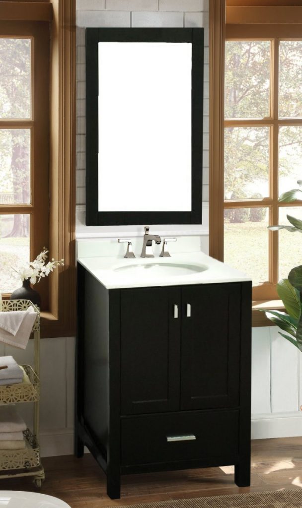 Dreamwerks 24" W x 22" D x 36" H Stylish Elegant Vanity with Marble Vanity Top with Basin in White-0