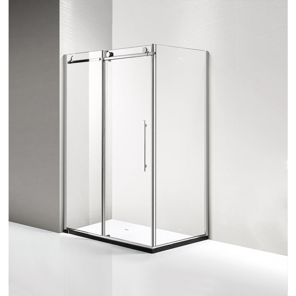 Dreamwerks 60 in. x 79 in. x 32 in. Frameless Sliding Shower Door Kit in Stainless Steel-0