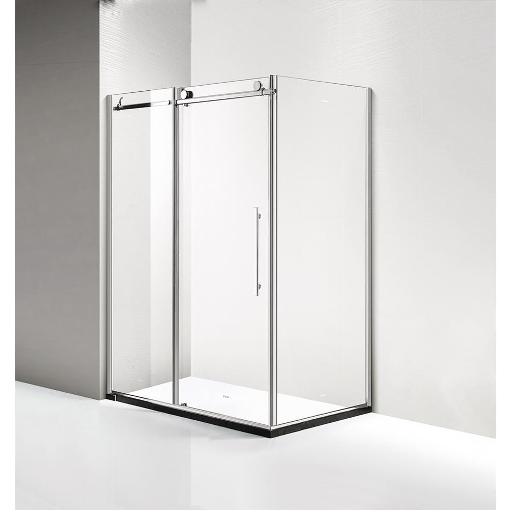 Dreamwerks 60 in. x 79 in. x 40 in. Luxury Frameless Sliding Shower Door Kit in Stainless Steel-241