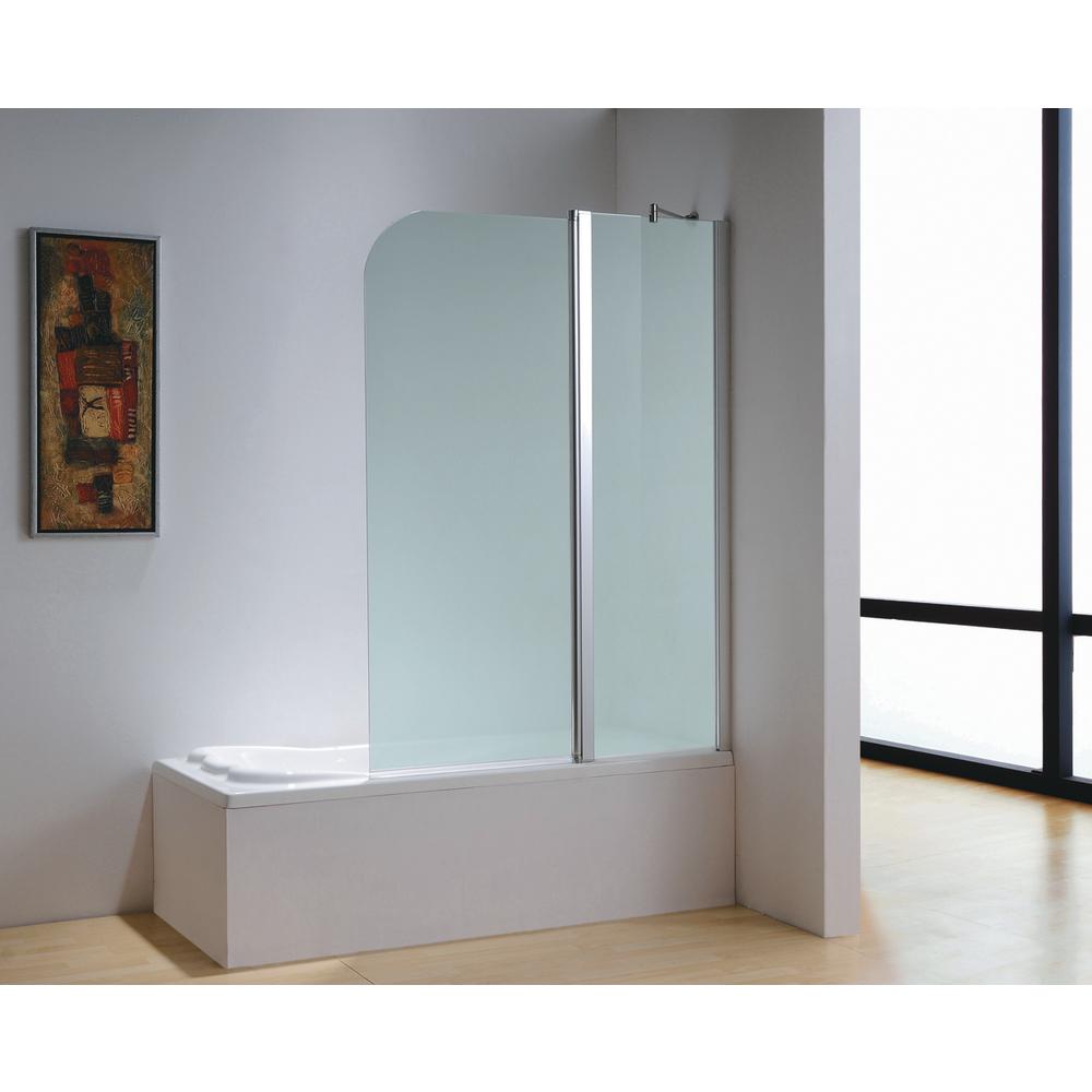 Dreamwerks 43 in. x 59 in. Frameless Pivot Frosted Tub Door in Chrome-0
