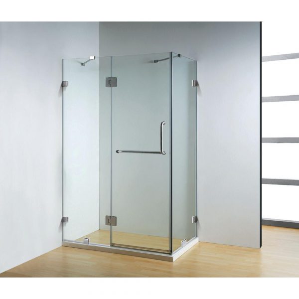 Dreamwerks 47 in. x 35 in. x 79 in. Frameless 3-Piece Corner Frameless Pivot Shower Enclosure in Clear Glass with Chrome Hardware-0