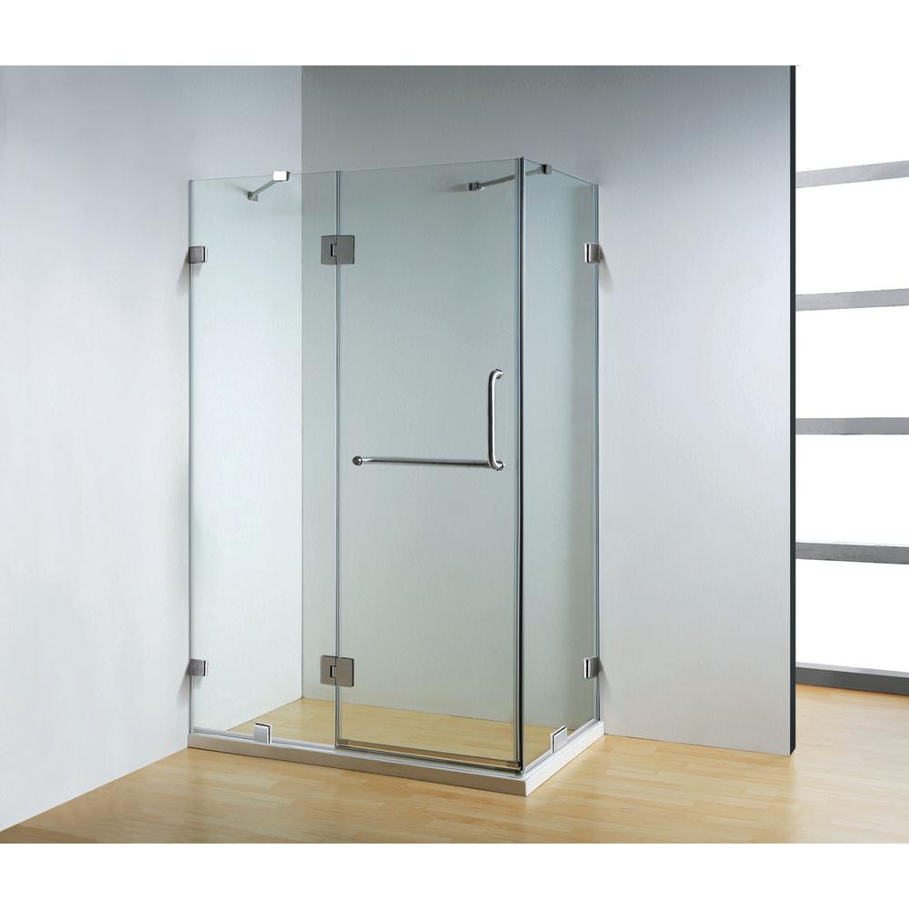 Dreamwerks 47 in. x 35 in. x 79 in. Frameless 3-Piece Corner Frameless Pivot Shower Enclosure in Clear Glass with Chrome Hardware-0