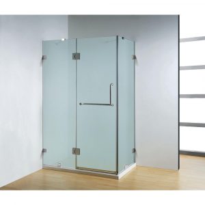 Dreamwerks 47 in. x 35 in. x 79 in. Frameless Neo-Angle Hinged Shower Door in Chrome with Handle-0