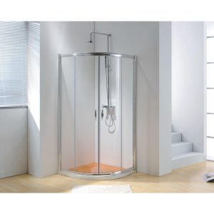 Dreamwerks 40 in. x 79 in. Framed Sliding Shower Enclosure Clear Glass in Chrome with Handles-0