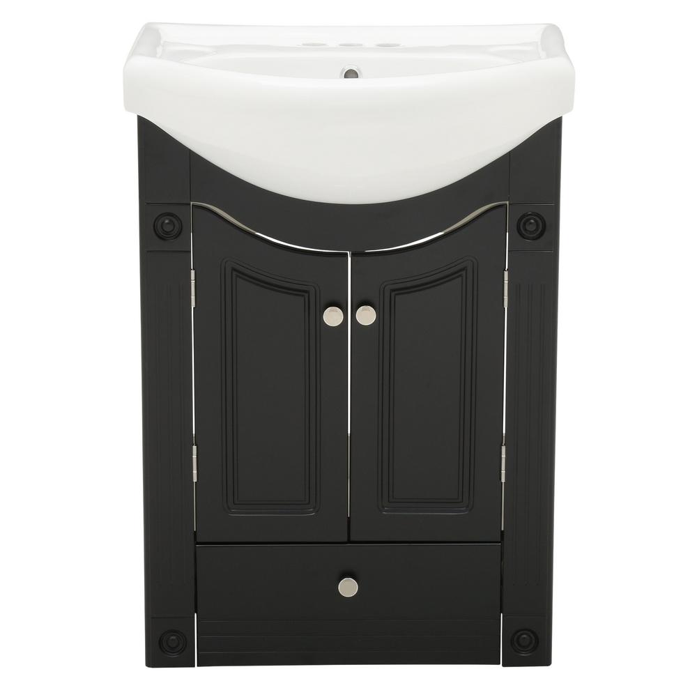 Dreamwerks 24 in. W Vanity in Rich Chocolate Color with Ceramic Vanity Top in White with White Basin and Mirror-0