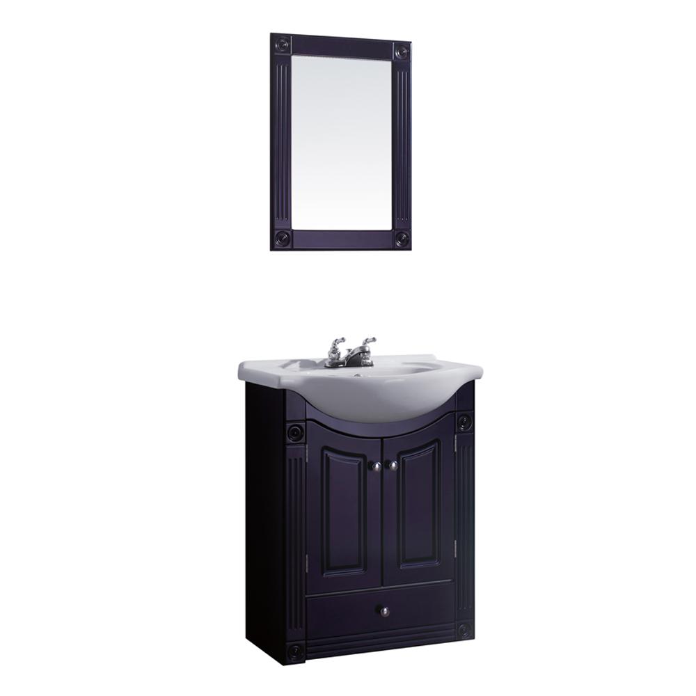 Dreamwerks 24 in. W Vanity in Rich Chocolate Color with Ceramic Vanity Top in White with White Basin and Mirror-182