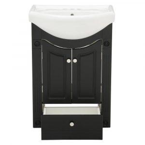 Dreamwerks 24 in. W Vanity in Rich Chocolate Color with Ceramic Vanity Top in White with White Basin and Mirror-184