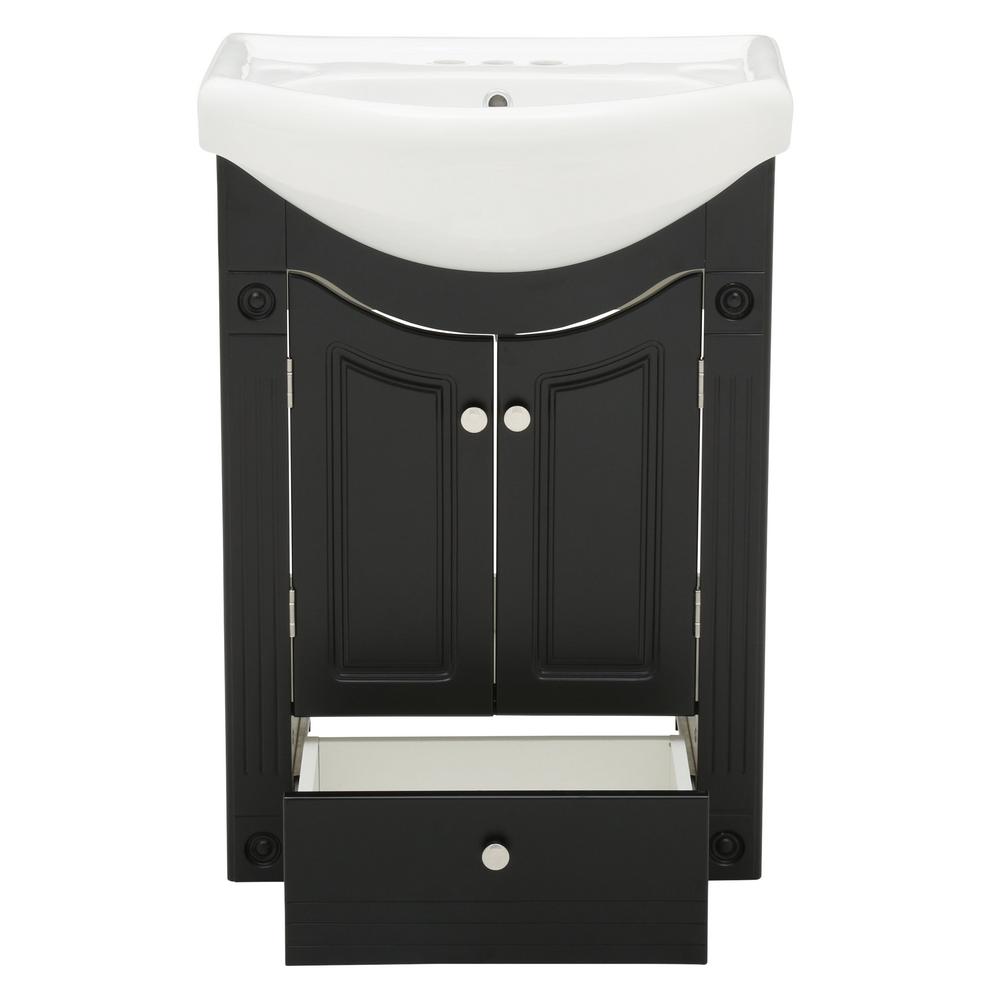 Dreamwerks 24 in. W Vanity in Rich Chocolate Color with Ceramic Vanity Top in White with White Basin and Mirror-184