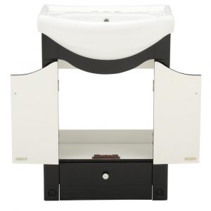 Dreamwerks 24 in. W Vanity in Rich Chocolate Color with Ceramic Vanity Top in White with White Basin and Mirror-185