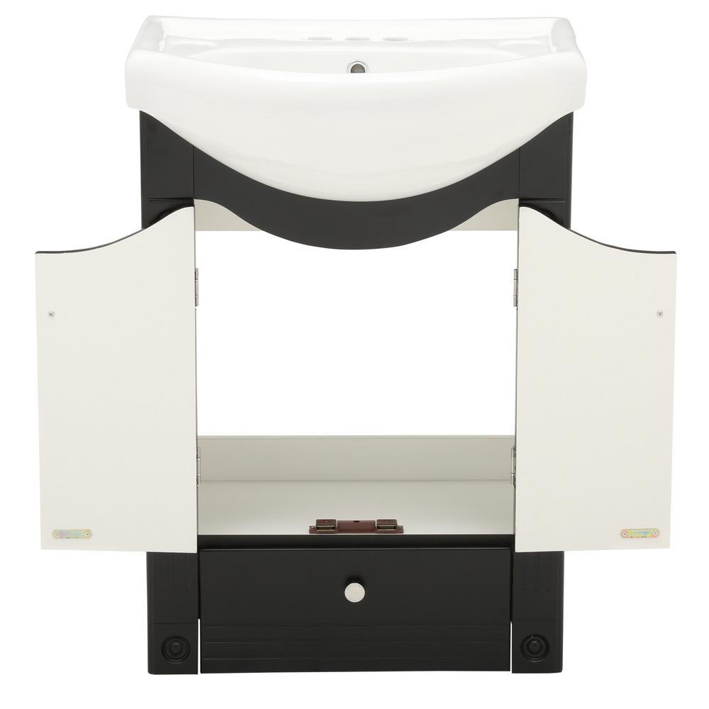 Dreamwerks 24 in. W Vanity in Rich Chocolate Color with Ceramic Vanity Top in White with White Basin and Mirror-185
