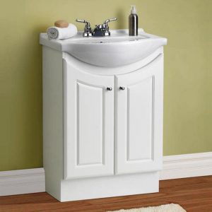 Dreamwerks 24" W x 19" D x 34" H Semi-Contemporary Euro Vanity in White Color with Ceramic Vanity Top in White with White Basin-0