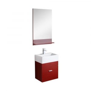 Dreamwerks 17" W x 12" D x 21" H Vanity in Burnt Sienna with Porcelain Vanity Top in White -0