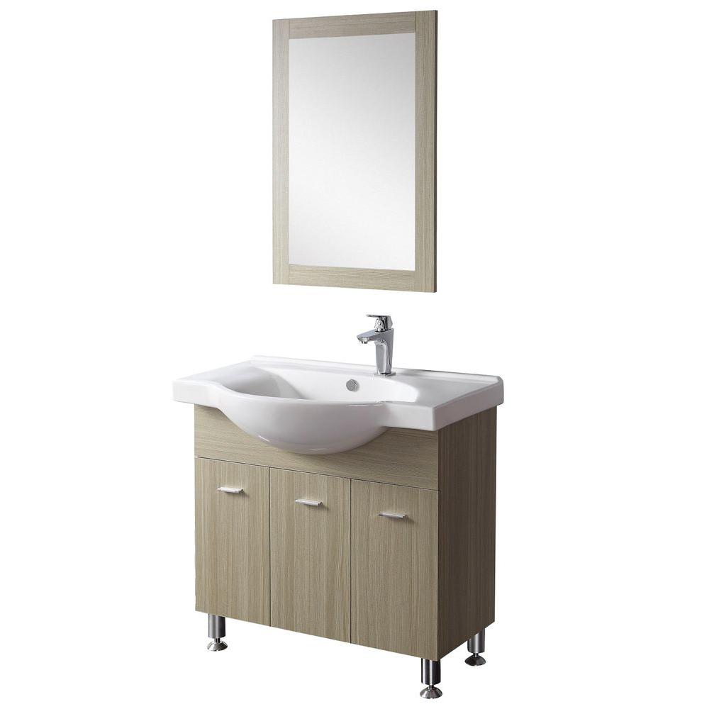 Dreamwerks 33.5" W x 19.5" D x 32" H Vanity in Beige with Ceramic Vanity Top in White-176
