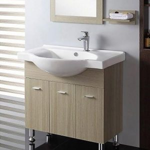 Dreamwerks 33.5" W x 19.5" D x 32" H Vanity in Beige with Ceramic Vanity Top in White-0