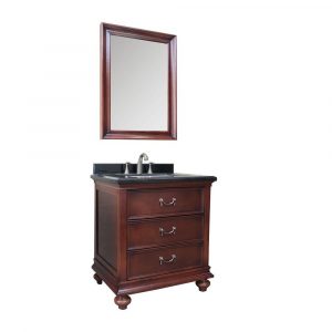 Dreamwerks 30" W x 22" D x 34" H Bath Vanity in Dark Brown with Marble Vanity Top in Black -0