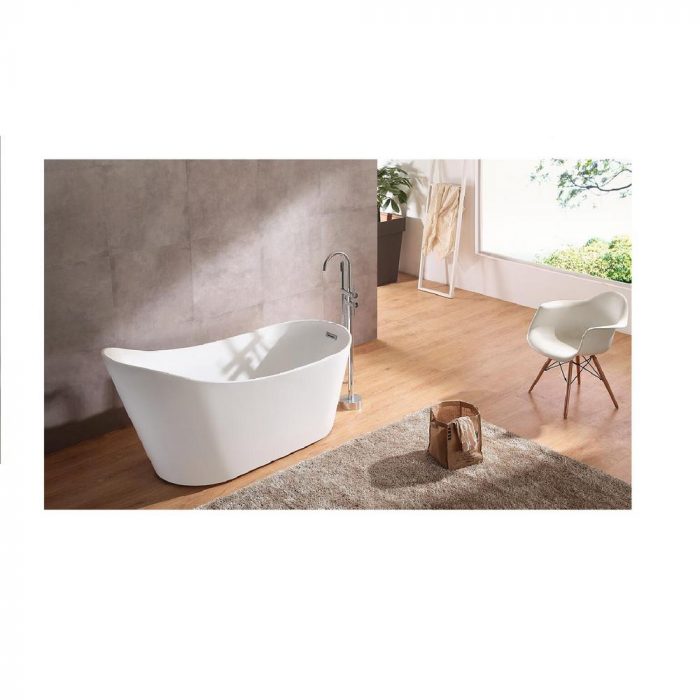 Dreamwerks 66.9" Acrylic Curved Flatbottom Bathtub in Glossy White-0