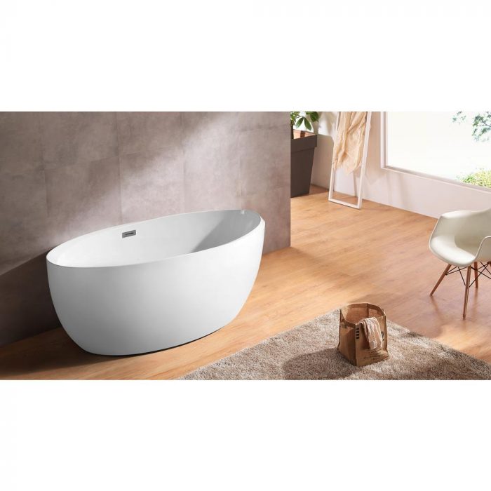 Dreamwerks 66.9" Acrylic Flatbottom Oval Bathtub in Glossy White-0