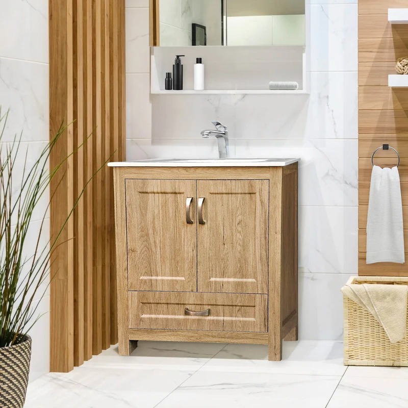 Dreamwerks 24" W x 19" D x 33" H Livorno Vanity With Ceramic Vanity Top in Woodgrain Finish - Image 20