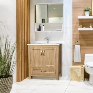 Dreamwerks 24" W x 19" D x 33" H Livorno Vanity With Ceramic Vanity Top in Woodgrain Finish - Image 18