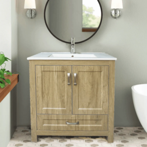 Dreamwerks 24" W x 19" D x 33" H Livorno Vanity With Ceramic Vanity Top in Woodgrain Finish - Image 16