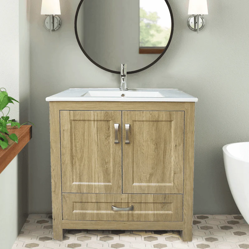 Dreamwerks 24" W x 19" D x 33" H Livorno Vanity With Ceramic Vanity Top in Woodgrain Finish - Image 16