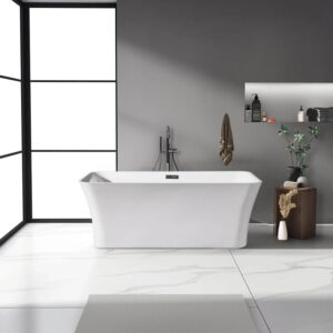Dreamwerks 66.9" Acrylic Rectangular Flatbottom Bathtub in Glossy White - Image 8