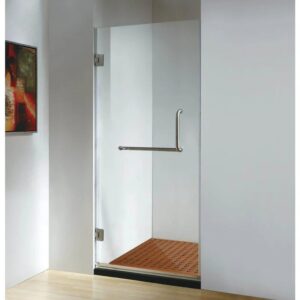 Dreamwerks 30 in. x 79 in. Frameless Hinged Shower Door Clear Glass in Stainless Steel with Handle - Image 8