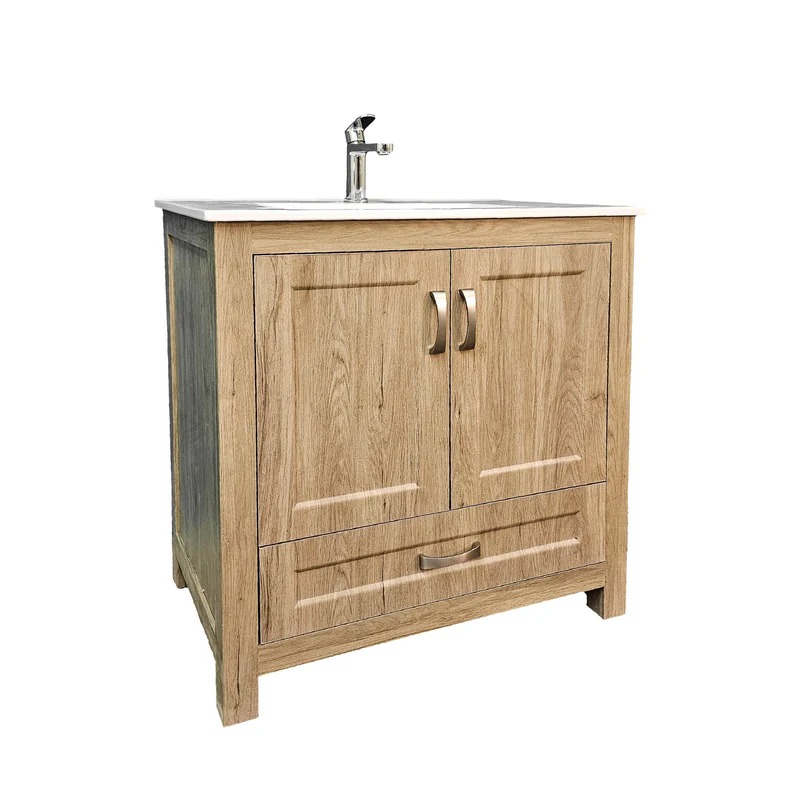 Dreamwerks 24" W x 19" D x 33" H Livorno Vanity With Ceramic Vanity Top in Woodgrain Finish - Image 15