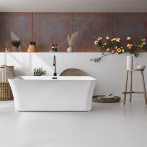 Dreamwerks 66.9" Acrylic Rectangular Flatbottom Bathtub in Glossy White - Image 9
