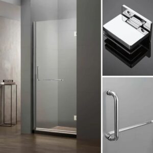Dreamwerks 30 in. x 79 in. Frameless Hinged Shower Door Clear Glass in Stainless Steel with Handle - Image 10