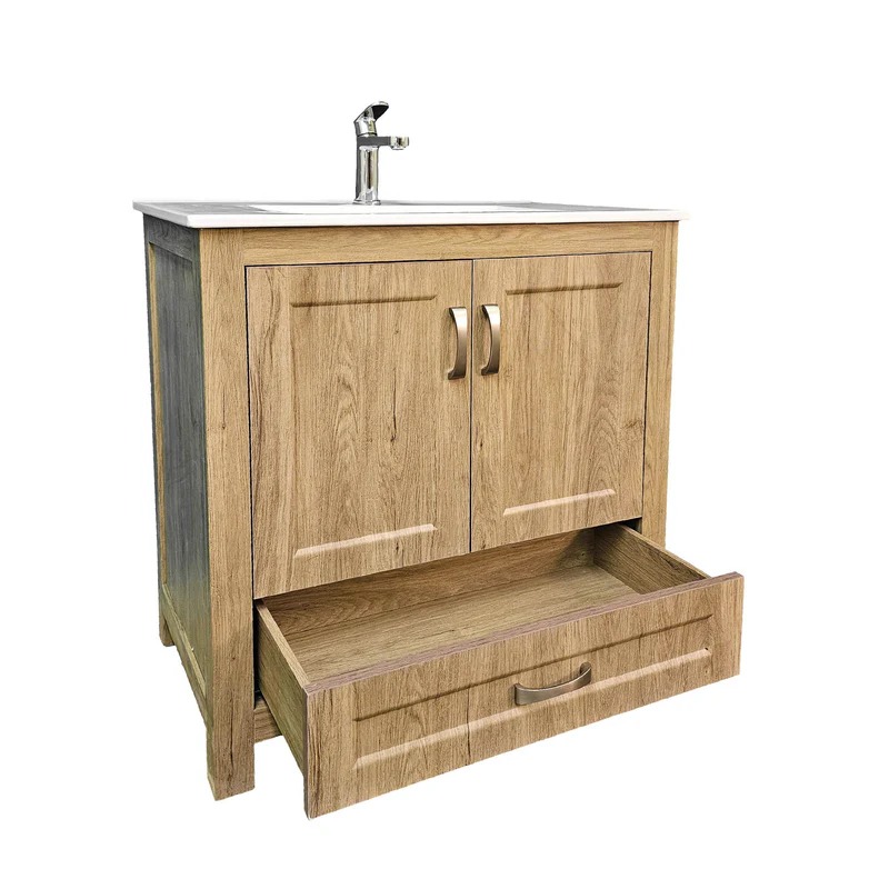 Dreamwerks 24" W x 19" D x 33" H Livorno Vanity With Ceramic Vanity Top in Woodgrain Finish - Image 13