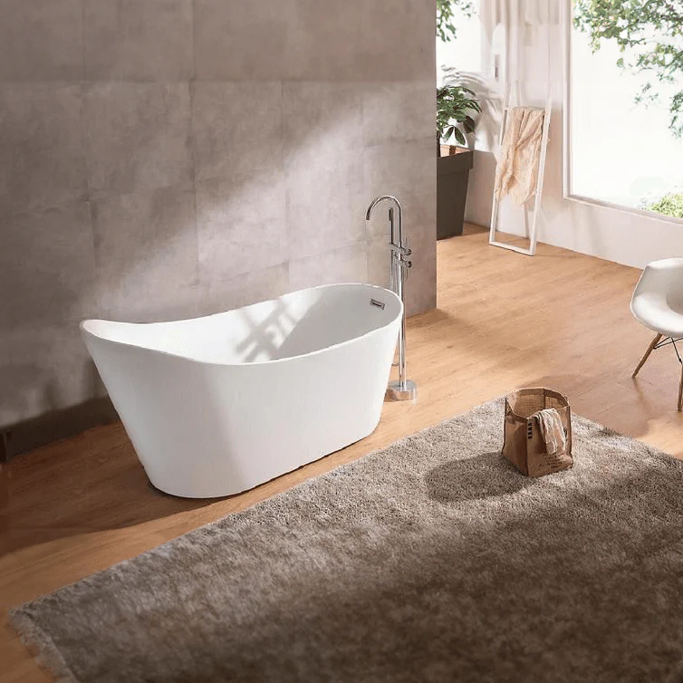 Dreamwerks 66.9" Acrylic Curved Flatbottom Bathtub in Glossy White - Image 10