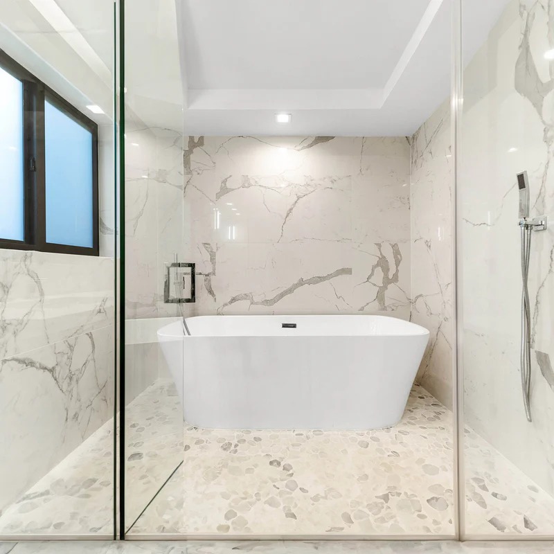 Dreamwerks 66.9" Acrylic Rectangular Flatbottom Bathtub in Glossy White - Image 10