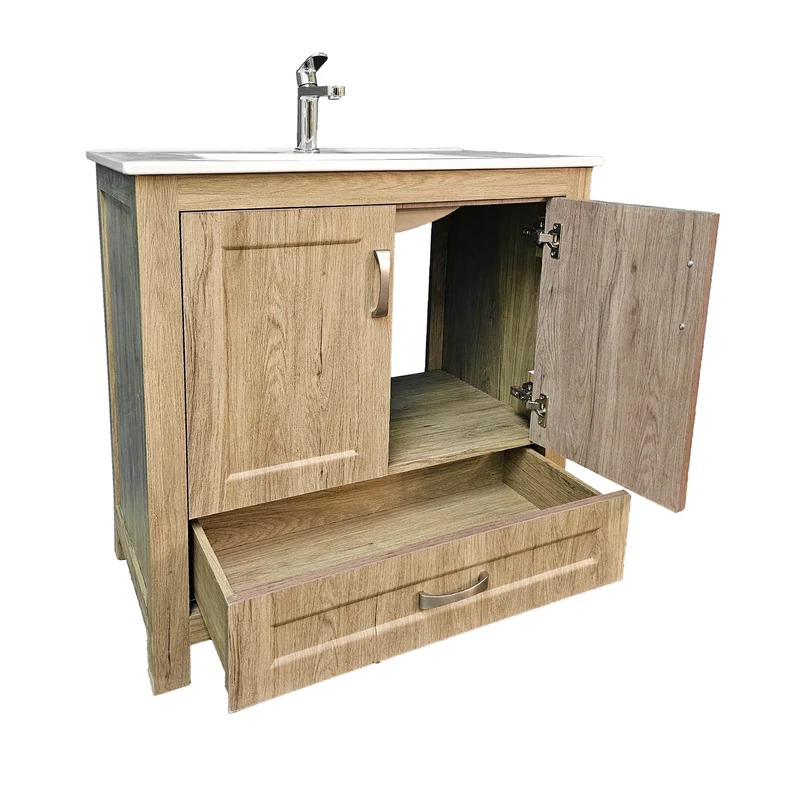 Dreamwerks 24" W x 19" D x 33" H Livorno Vanity With Ceramic Vanity Top in Woodgrain Finish - Image 11