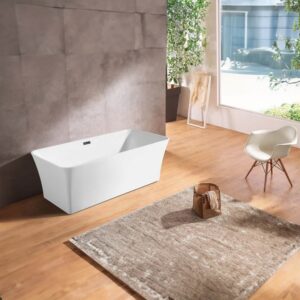 Dreamwerks 66.9" Acrylic Rectangular Flatbottom Bathtub in Glossy White - Image 11