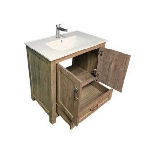 Dreamwerks 24" W x 19" D x 33" H Livorno Vanity With Ceramic Vanity Top in Woodgrain Finish - Image 10